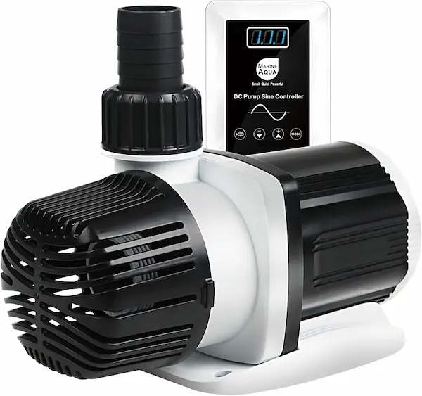 Aquarium water pump showing impeller and pump head components